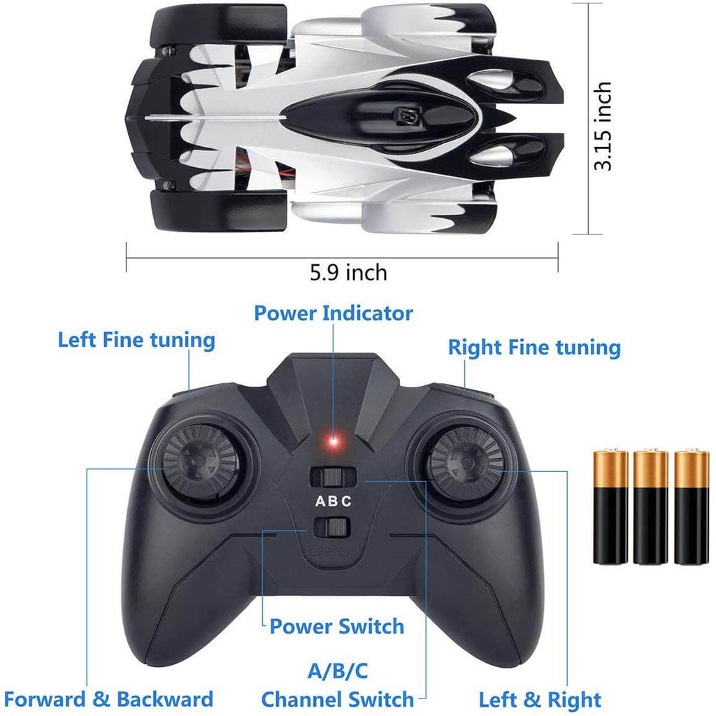 Wall Climbing RC Car Remote Control Toy 360° Rotating Stunt Car