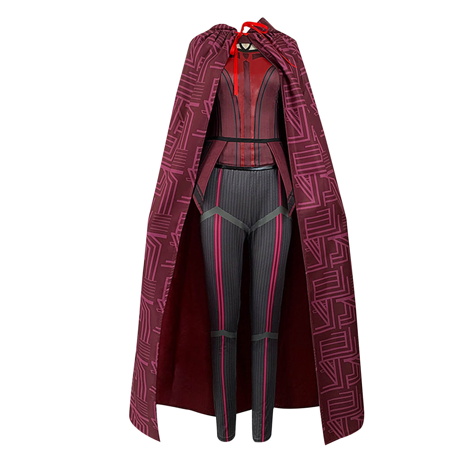 Maximoff Cosplay Costume Red Witch Halloween Carnival Outfit with Cloak and Headwear