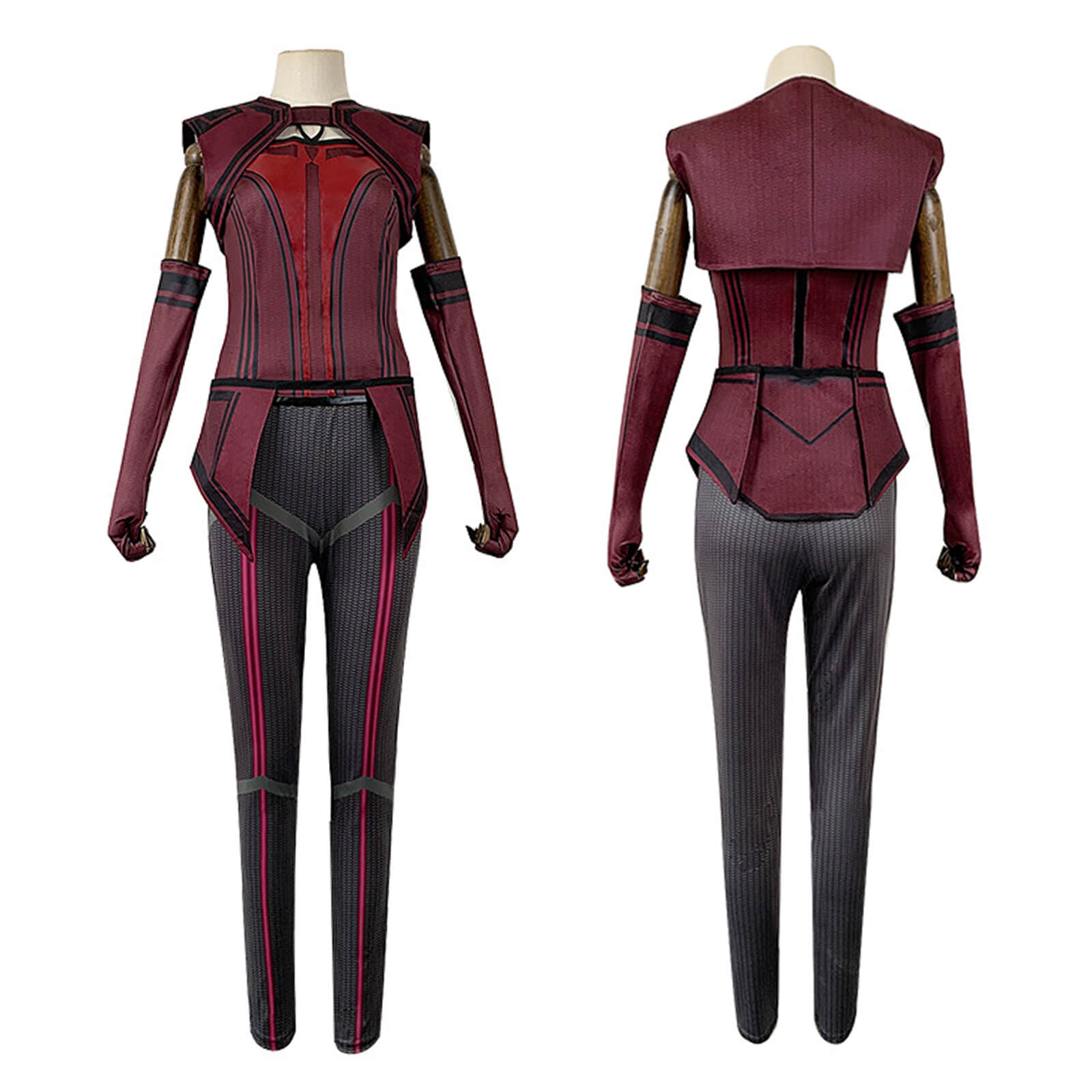 Maximoff Cosplay Costume Red Witch Halloween Carnival Outfit with Cloak and Headwear