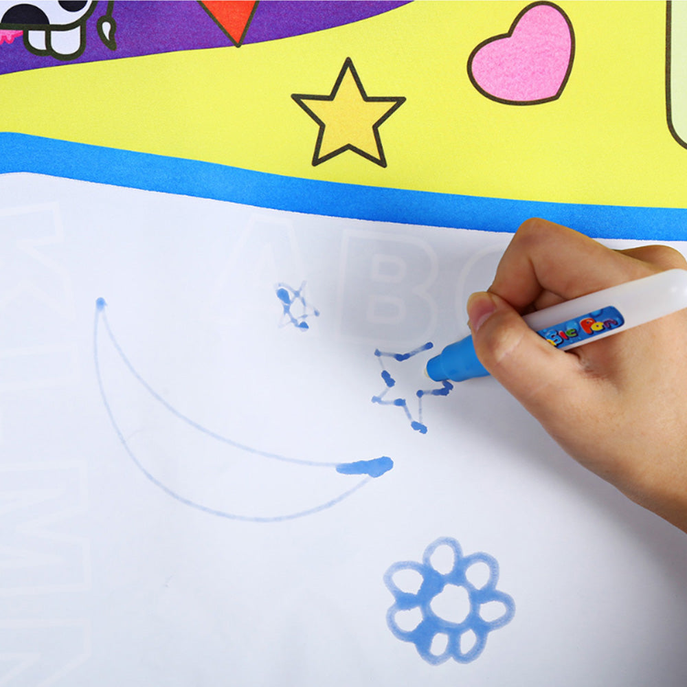 Water Drawing Mat Educational Writing/Doodling/Drawing Mat Kid Developmental Doodle Board Toy With 2 Magic Pens Great Gift for Kids