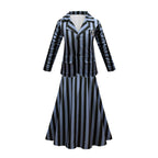 Wednesday School Uniform Girls Nevermore Academy Costume Wednesday Pleated Skirt Stripes Outfit for Halloween Party