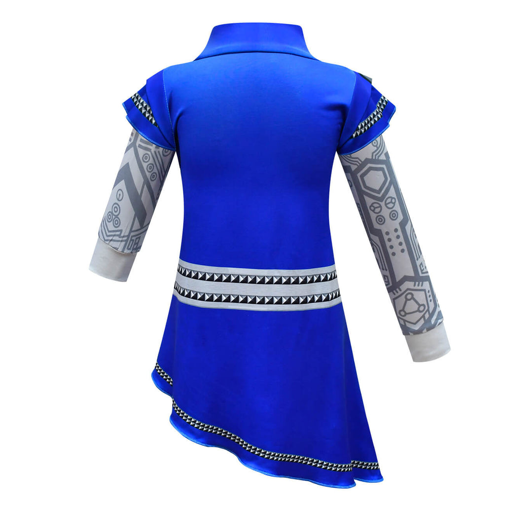 Kids Zombies A-Li Costume Girls Alien Blue Dress Pants Bag 3pcs Sets for Halloween Cosplay