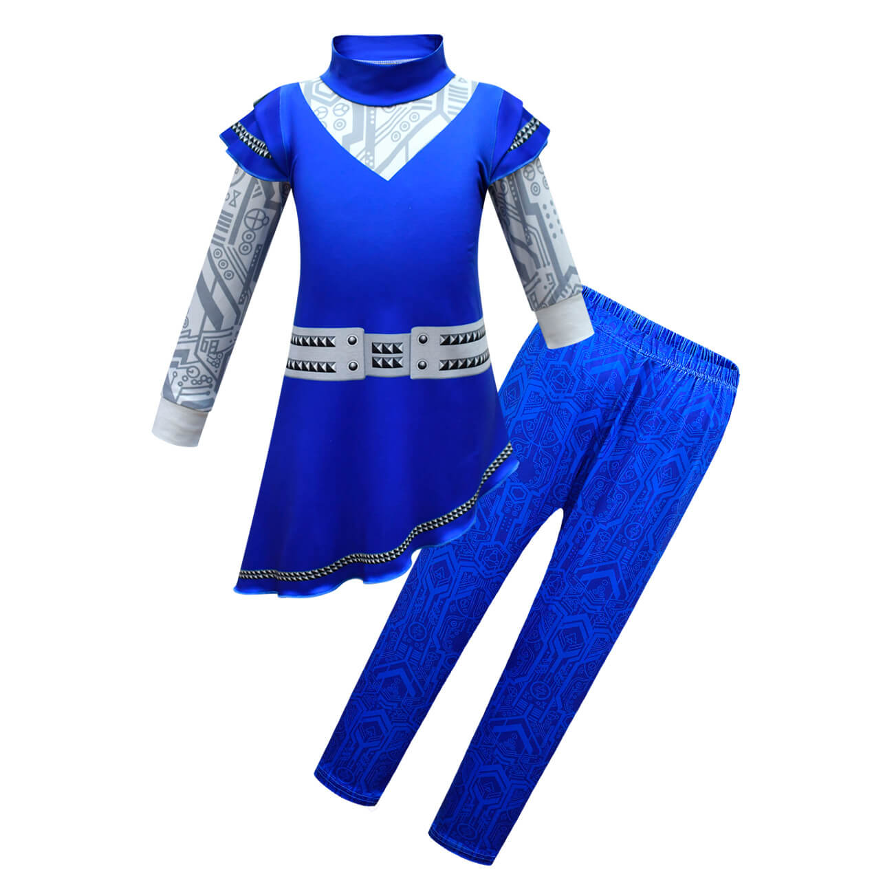 Kids Zombies A-Li Costume Girls Alien Blue Dress Pants Bag 3pcs Sets for Halloween Cosplay