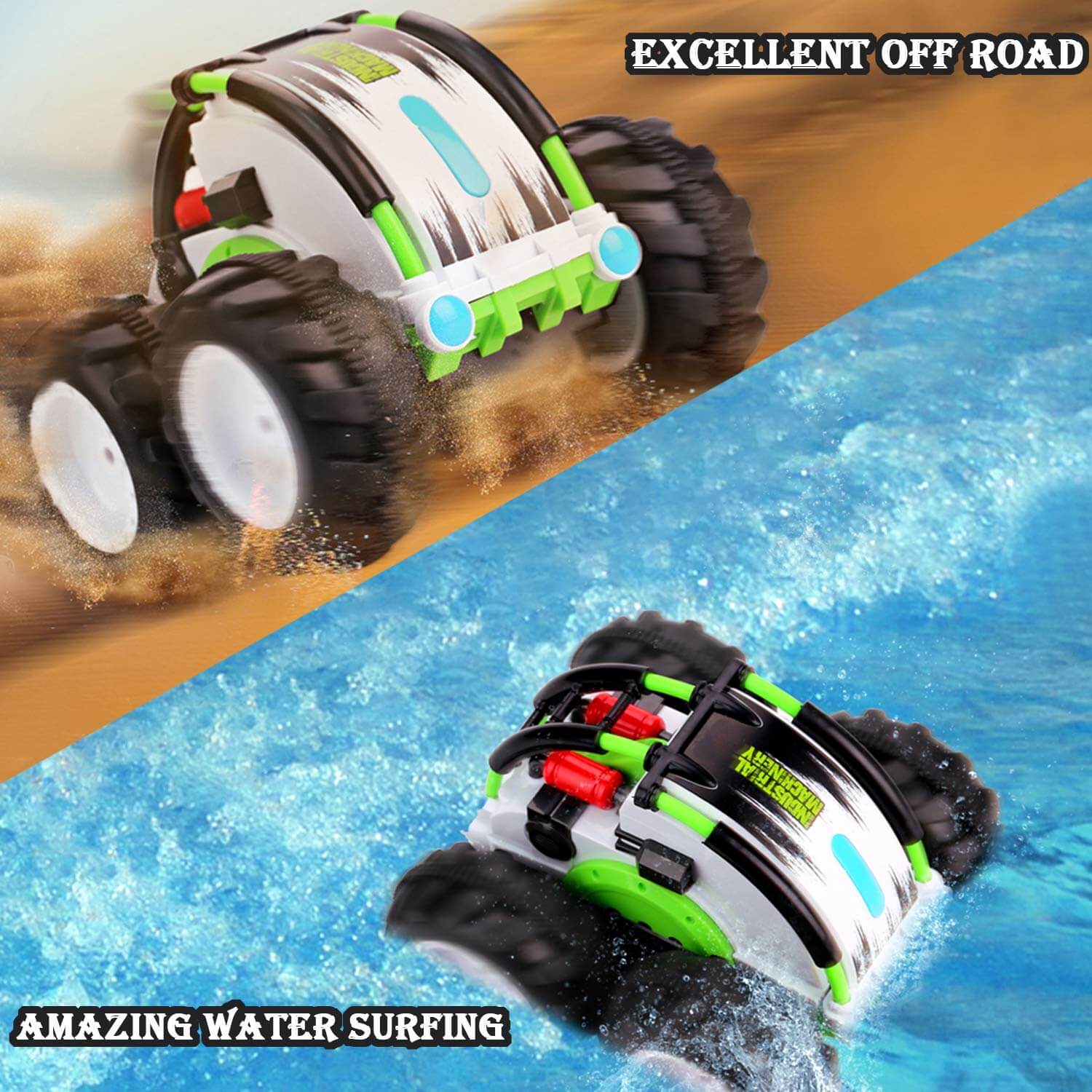 4WD Double Sided 360° Flip and Spin Stunt Amphibious Remote Control Racing Drift Car