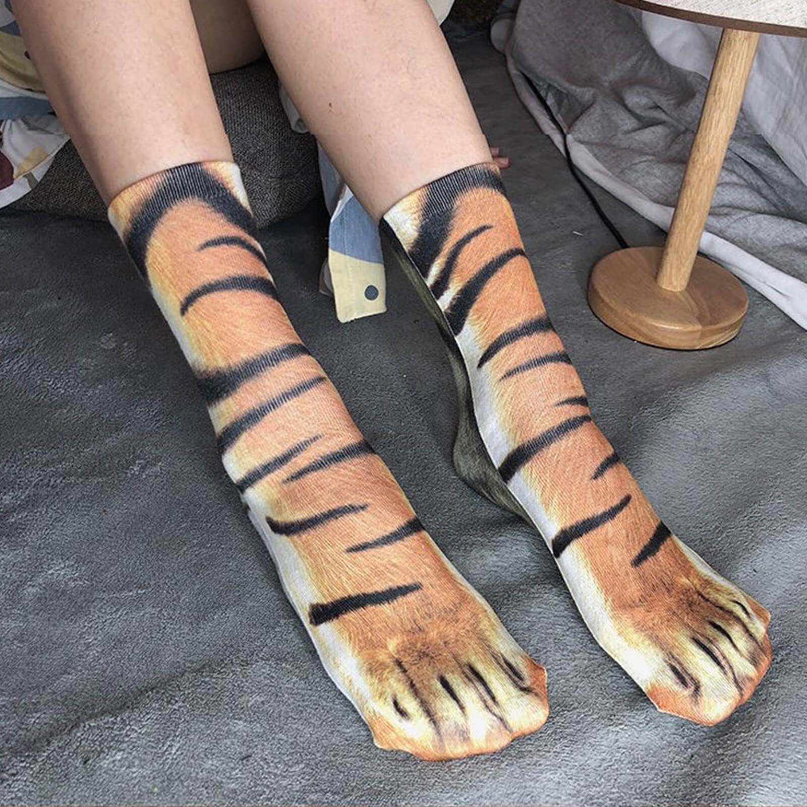 Animal Paw Socks for Women 5 Pair Funny Adult 3D Cat Tiger Leopard Socks Unisex Stocking Stuffer