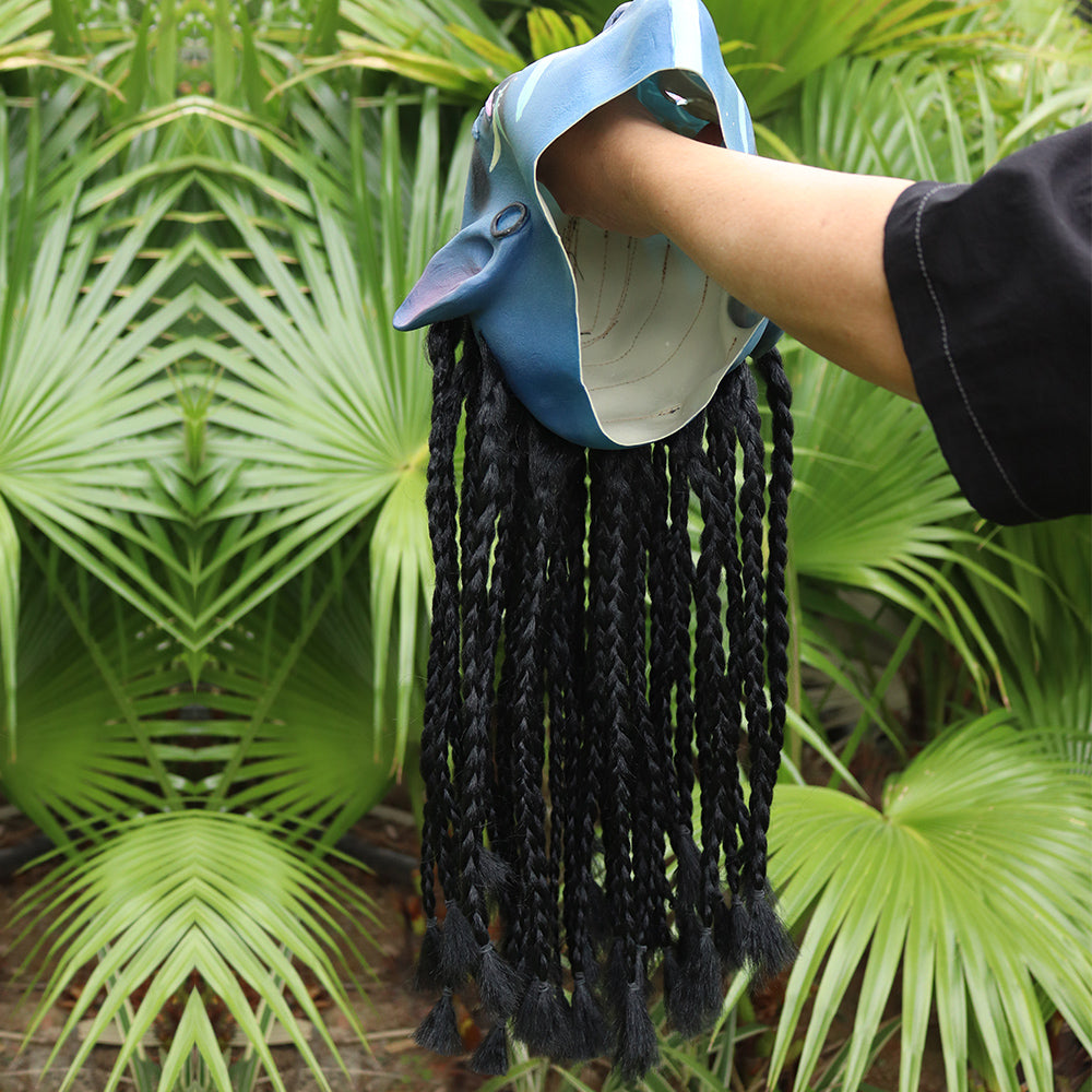 Neytiri and Jake Sully Helmet Latex Mask with Wig Halloween Men/ Women Cosplay Prop