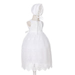 Baby Girls Christening Dress Gown with Bonnet Embroidery Crochet Lace Design 0-24M