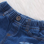 Baby Girl 4th of July Outfit American Flag 2PCS Patriotic Set Stars Stripe Tops+Denim Shorts