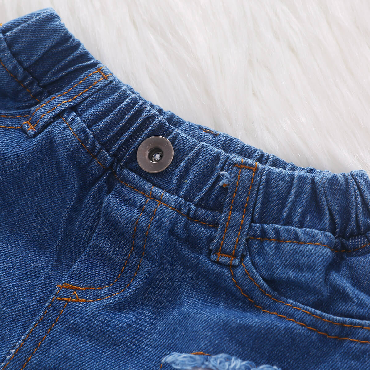 Baby Girl 4th of July Outfit American Flag 2PCS Patriotic Set Stars Stripe Tops+Denim Shorts