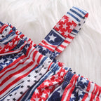 Baby Girl 4th of July Outfit American Flag 2PCS Patriotic Set Stars Stripe Tops+Denim Shorts