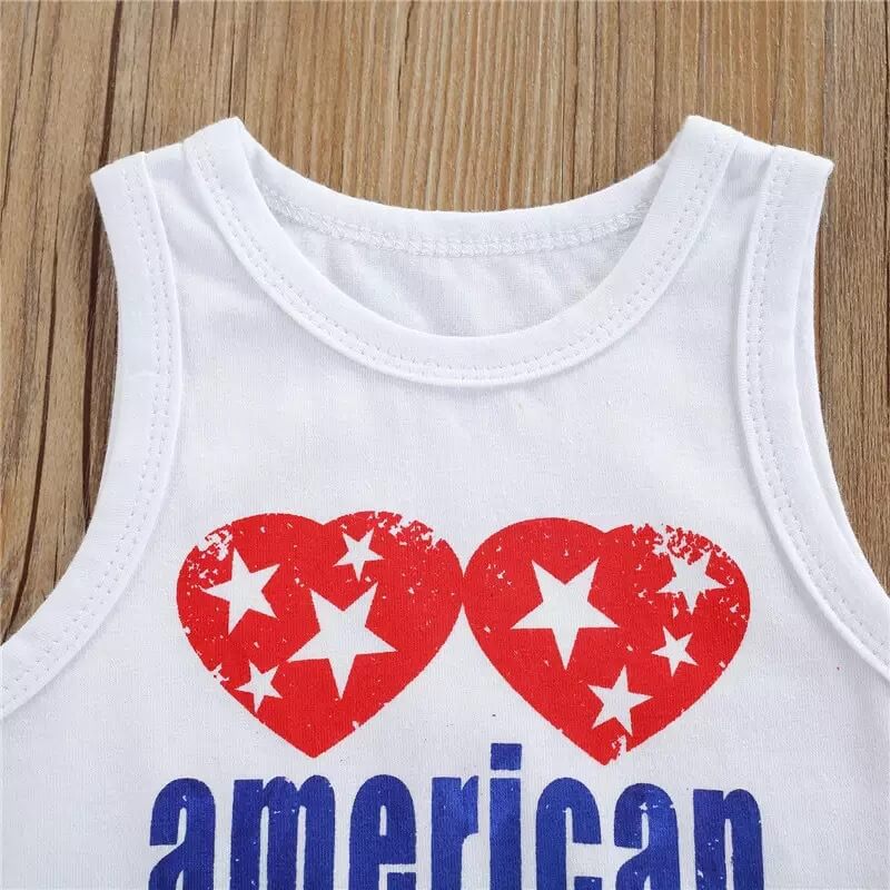 Baby Girl Independence Day Romper Newborn American Flag Patriotic Dress Summer Clothes Set
