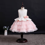 Fantasy Flower Girls Evening Party Dress Multi-layered Lace Embroider Dress