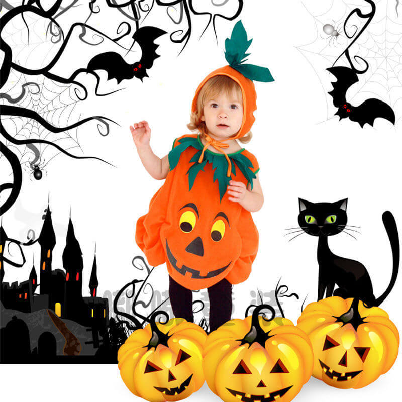 Toddler Baby Pumpkin Costume Boys Girls Halloween Cute Outfit Dress Up Set