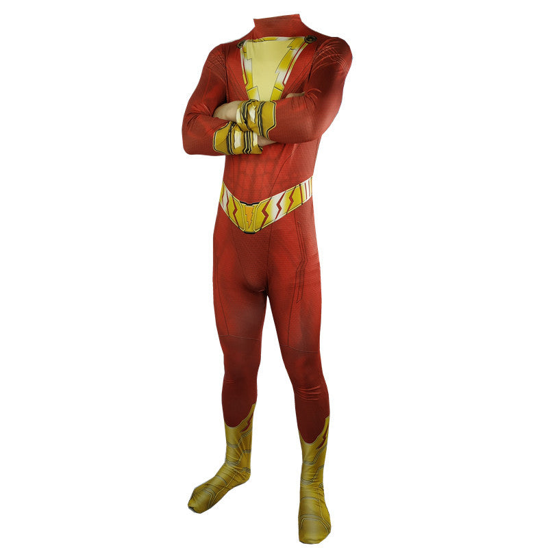 Kids Teens Shazam Costume Black Addam Unisex Bodysuit for Cosplay