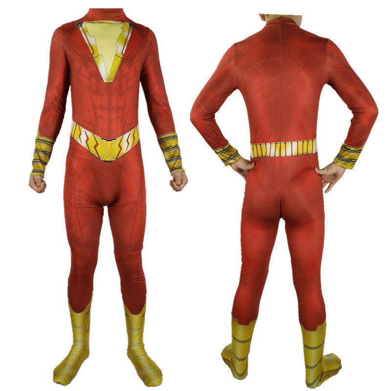 Kids Teens Shazam Costume Black Addam Unisex Bodysuit for Cosplay