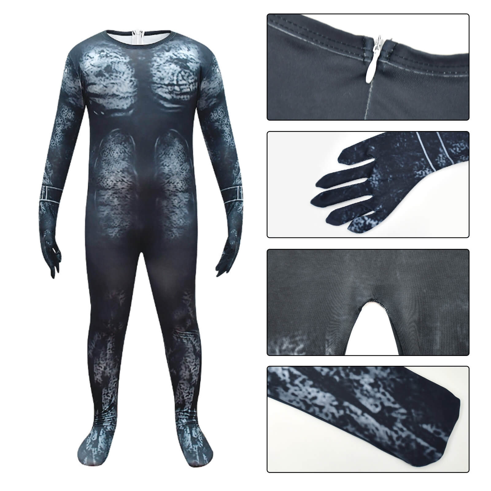 Kids Black Cat Costume Hallowen Cosplay Jumpsuit Mask Full Set for Boys Girls