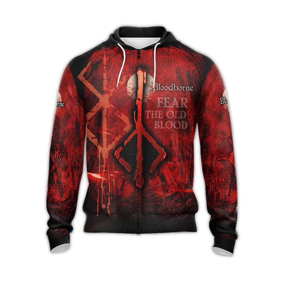 Adult Bloodborne Red City Background Pullover Hoodie Sweatshirt and T-shirt for Men's