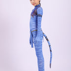 Girls The Way of Water Neytiri Costume Cute Jumpsuit with Tail for Halloween Cosplay