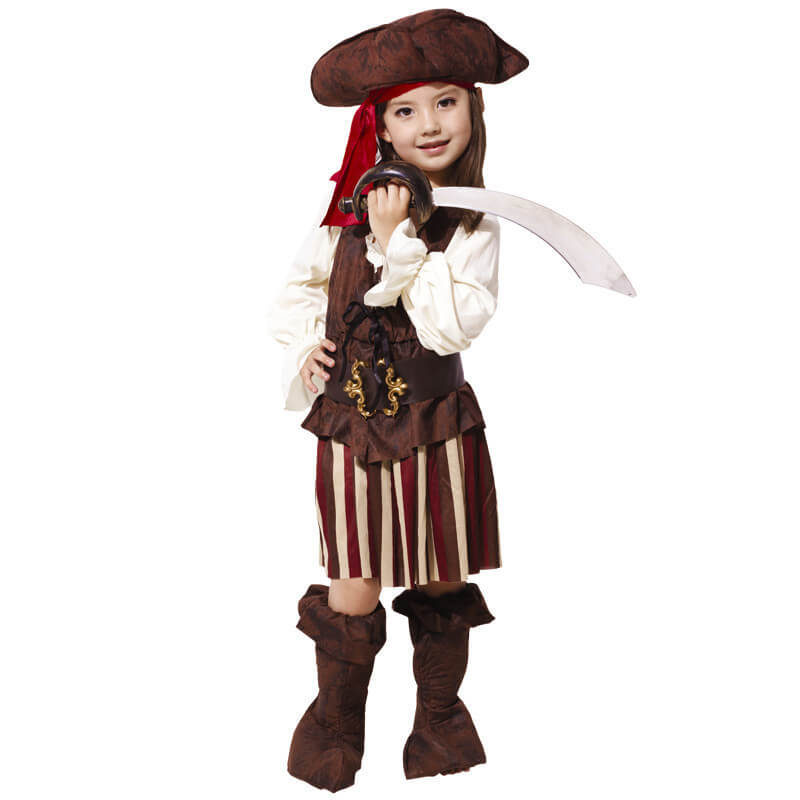 Boys Girls Pirate Costume Accessory Set Halloween Pirate Dress Up Outfit for Kids (3-8 Years)