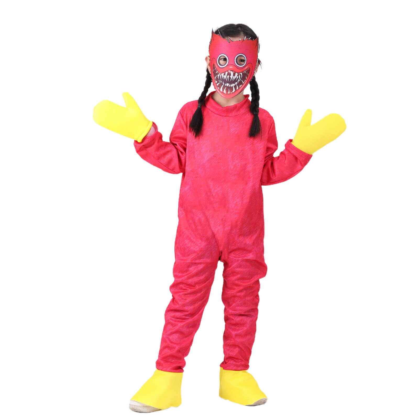 Kids Hagi Wagi Costume Kissy Missy and Hugggie Wuggie Outfits Horror Game Cosplay Jumpsuit with Mask and Gloves Full Set