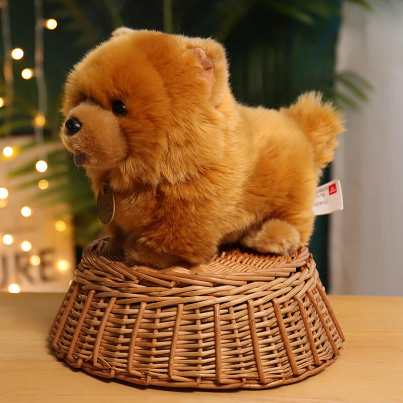 10" Chow Chow Puppy Dog Plush Lifelike Animal Doll Cute Simulation Dog for Kids Birthday Xmas