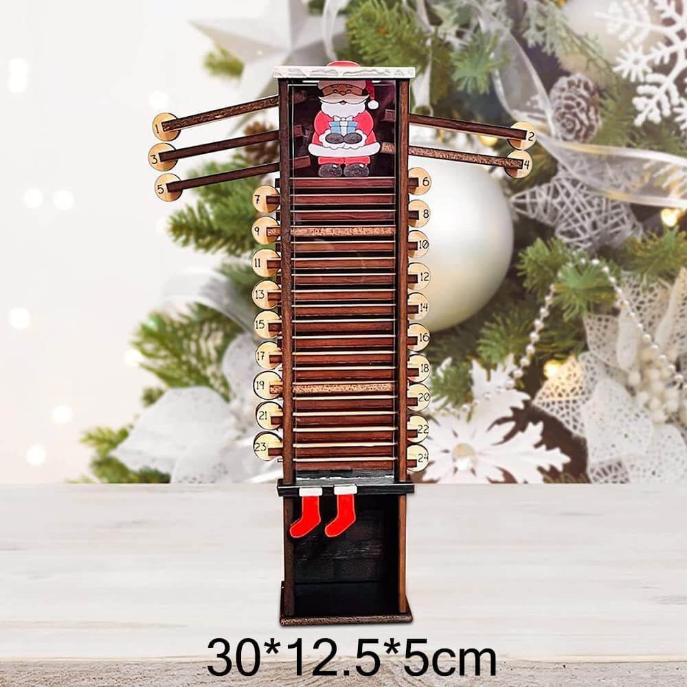 Christmas Advent Calendar 2025 Santa Claus Down The Chimney Ornament Wooden Christmas Advent Gift for Kids