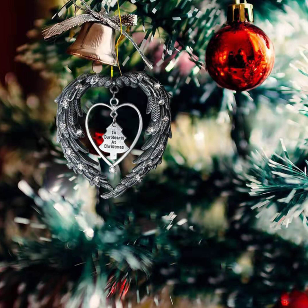 Christmas Decorations 4pcs Christmas Bells Angel Wings Ornaments Double Sided Memorial Ornament