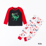 Christmas Family Matching Pajamas Long Sleeve Tee and Bottom Loungewear Dinosaur Sets