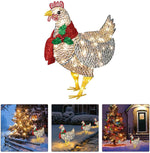 Christmas Outdoor Ornaments Light-Up Chicken with Scarf Holiday Decoration for Garden Patio Lawn