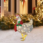 Christmas Outdoor Ornaments Light-Up Chicken with Scarf Holiday Decoration for Garden Patio Lawn