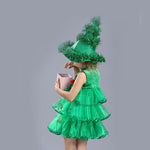 Girls Christmas Tree Costume Glitter Dress with Ornaments and A Christmas Tree Hat Funny Dress Up Elf Outfit