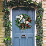 Christmas Wreath Indoor Outdoor Christmas Decorations with Mixed Pine Garland Red Golden Berries
