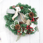 Christmas Wreath Indoor Outdoor Christmas Decorations with Mixed Pine Garland Red Golden Berries