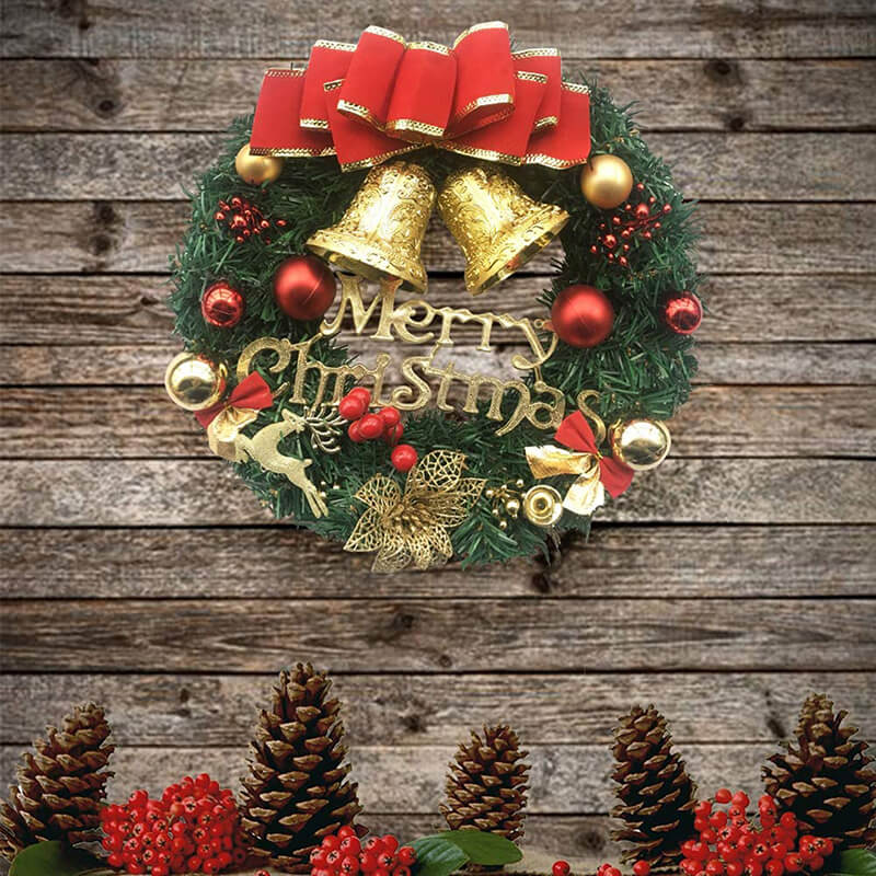 Christmas Wreath Indoor Outdoor Christmas Decorations with Mixed Pine Garland Red Golden Berries