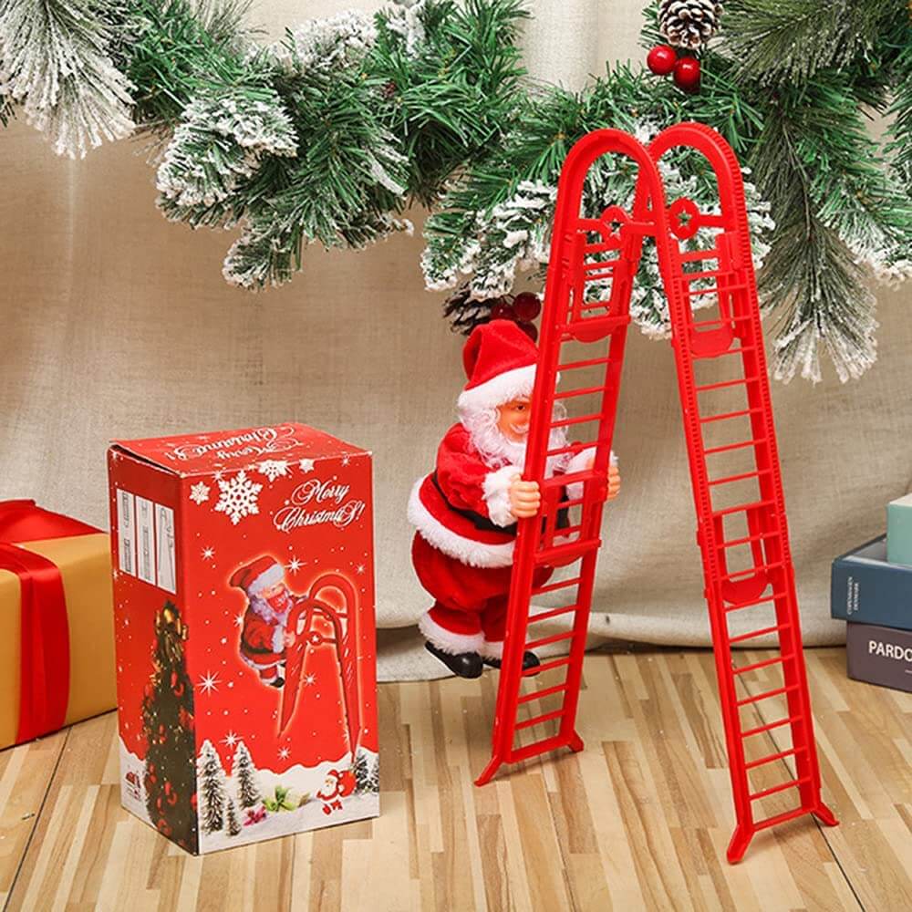 Santa Claus Climb Ladder Christmas Decoration with Music for Indoor Outdoor Oranment
