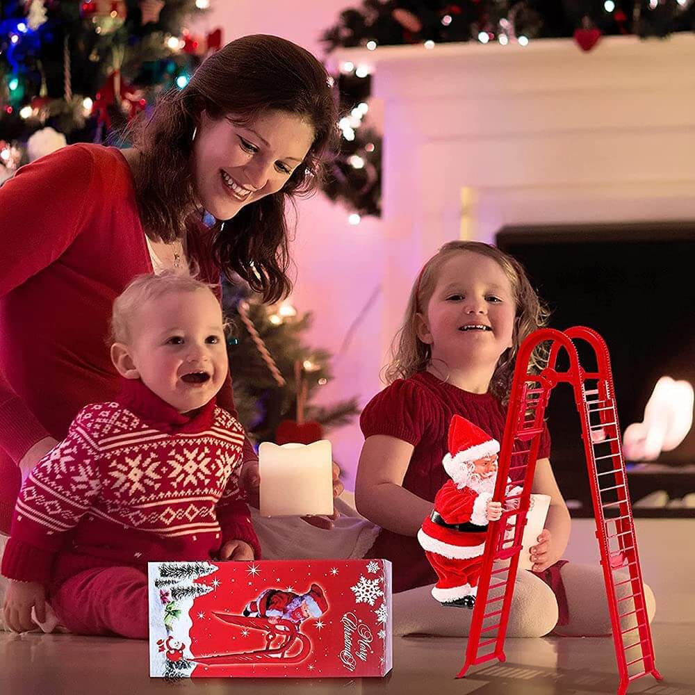 Santa Claus Climb Ladder Christmas Decoration with Music for Indoor Outdoor Oranment