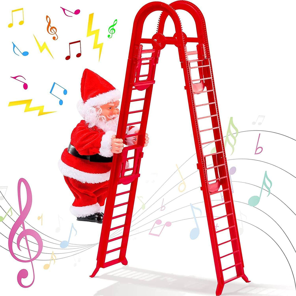 Santa Claus Climb Ladder Christmas Decoration with Music for Indoor Outdoor Oranment