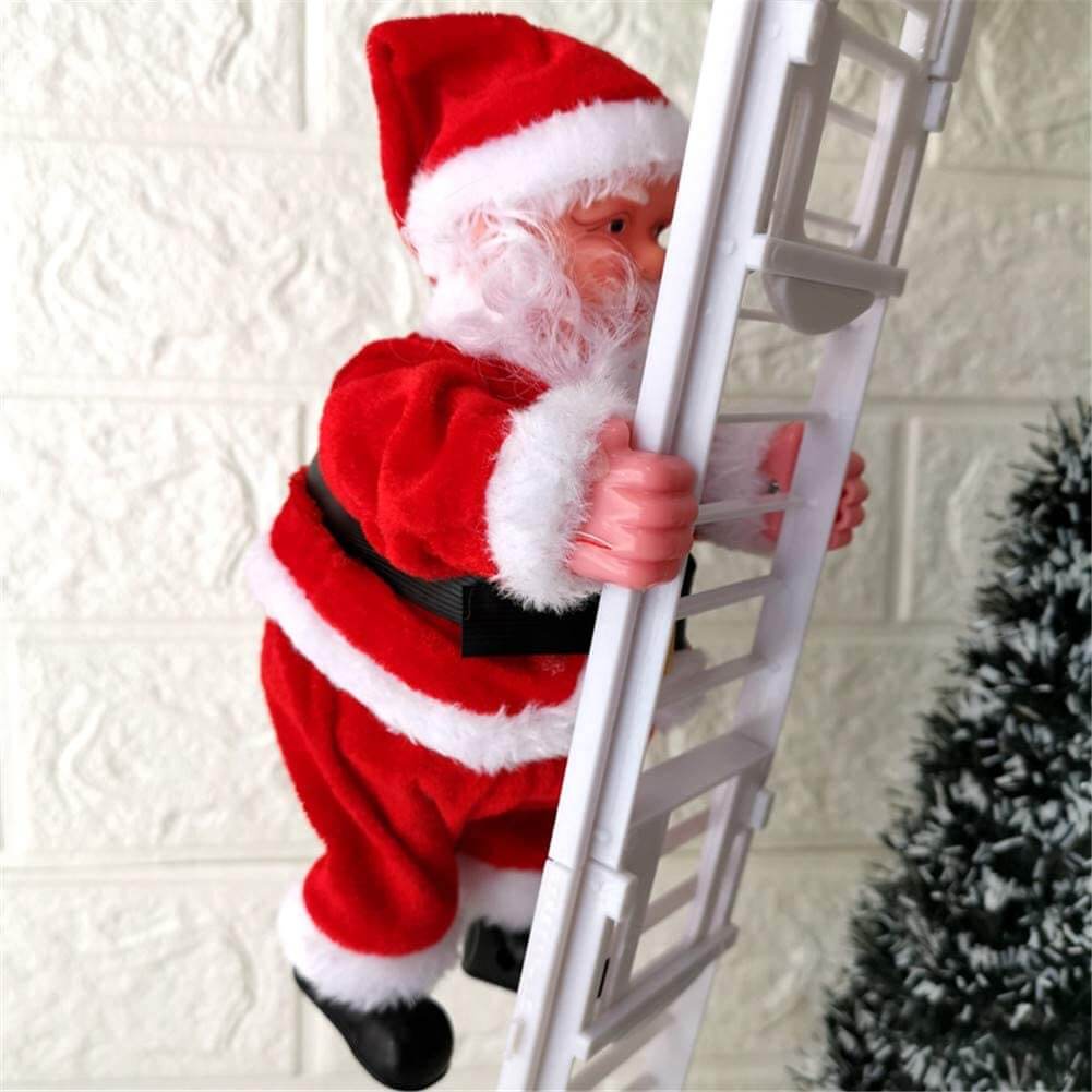 Santa Claus Climb Ladder Christmas Decoration with Music for Indoor Outdoor Oranment