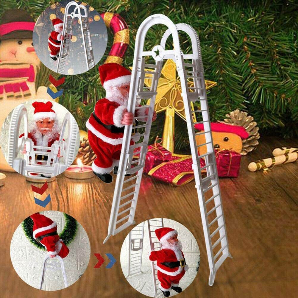 Santa Claus Climb Ladder Christmas Decoration with Music for Indoor Outdoor Oranment