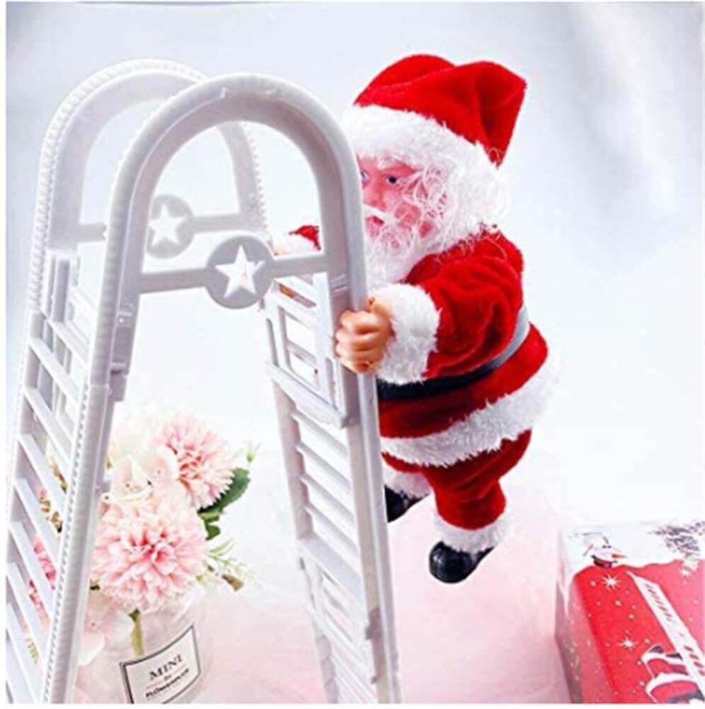 Santa Claus Climb Ladder Christmas Decoration with Music for Indoor Outdoor Oranment