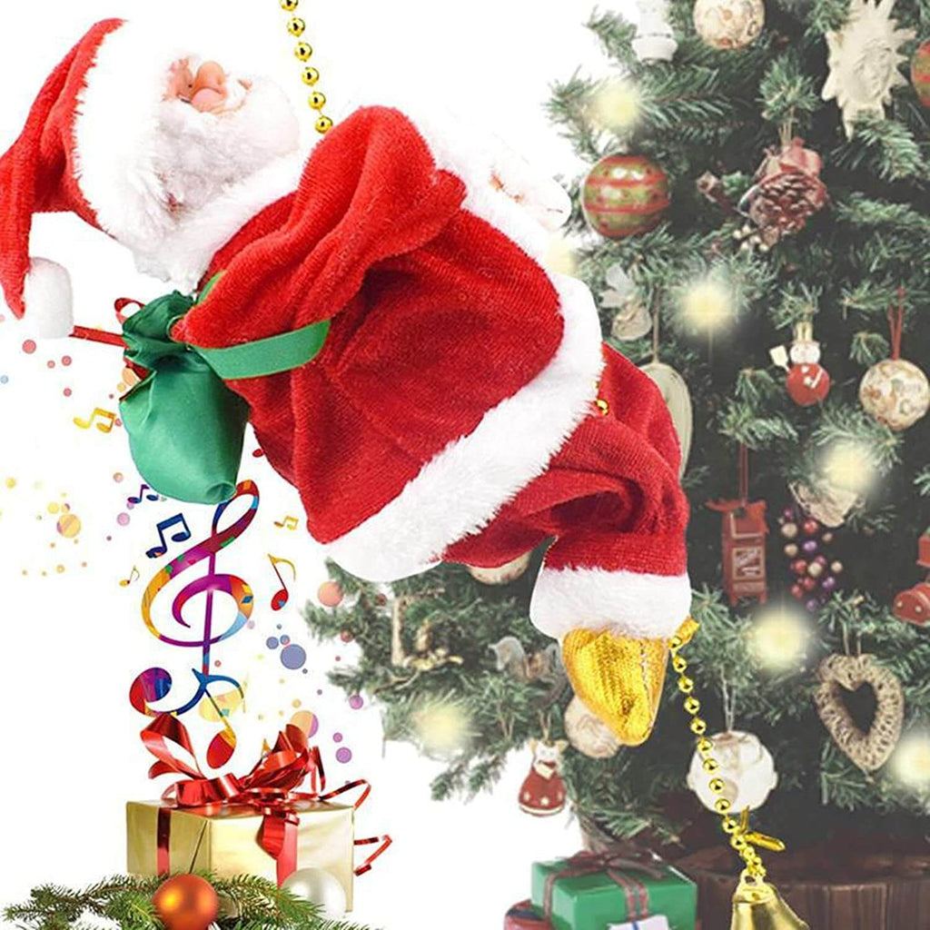 Christmas Decorations Funny Santa Claus Climbing The Rope with Music Up and Down