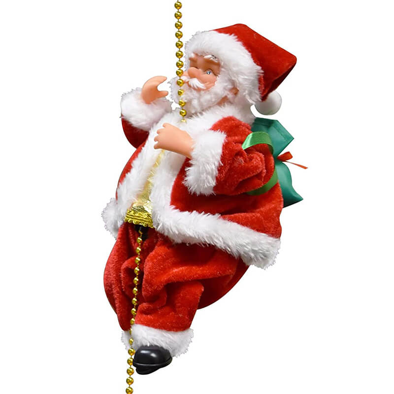 Christmas Decorations Funny Santa Claus Climbing The Rope with Music Up and Down