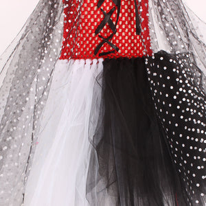 Kids 101 Dalmatians De Vil Spots Tutu Dress with Headband for Girls Halloween Cosplay