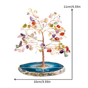 Natural Crystal Lucky Tree for Home Decor Gemstone Tree & Onyx Pendant Reiki Money Tree