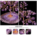 Natural Crystal Lucky Tree for Home Decor Gemstone Tree & Onyx Pendant Reiki Money Tree