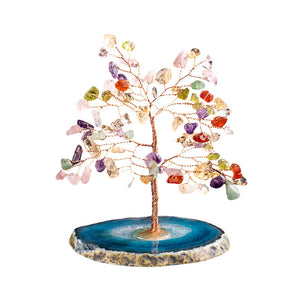Natural Crystal Lucky Tree for Home Decor Gemstone Tree & Onyx Pendant Reiki Money Tree