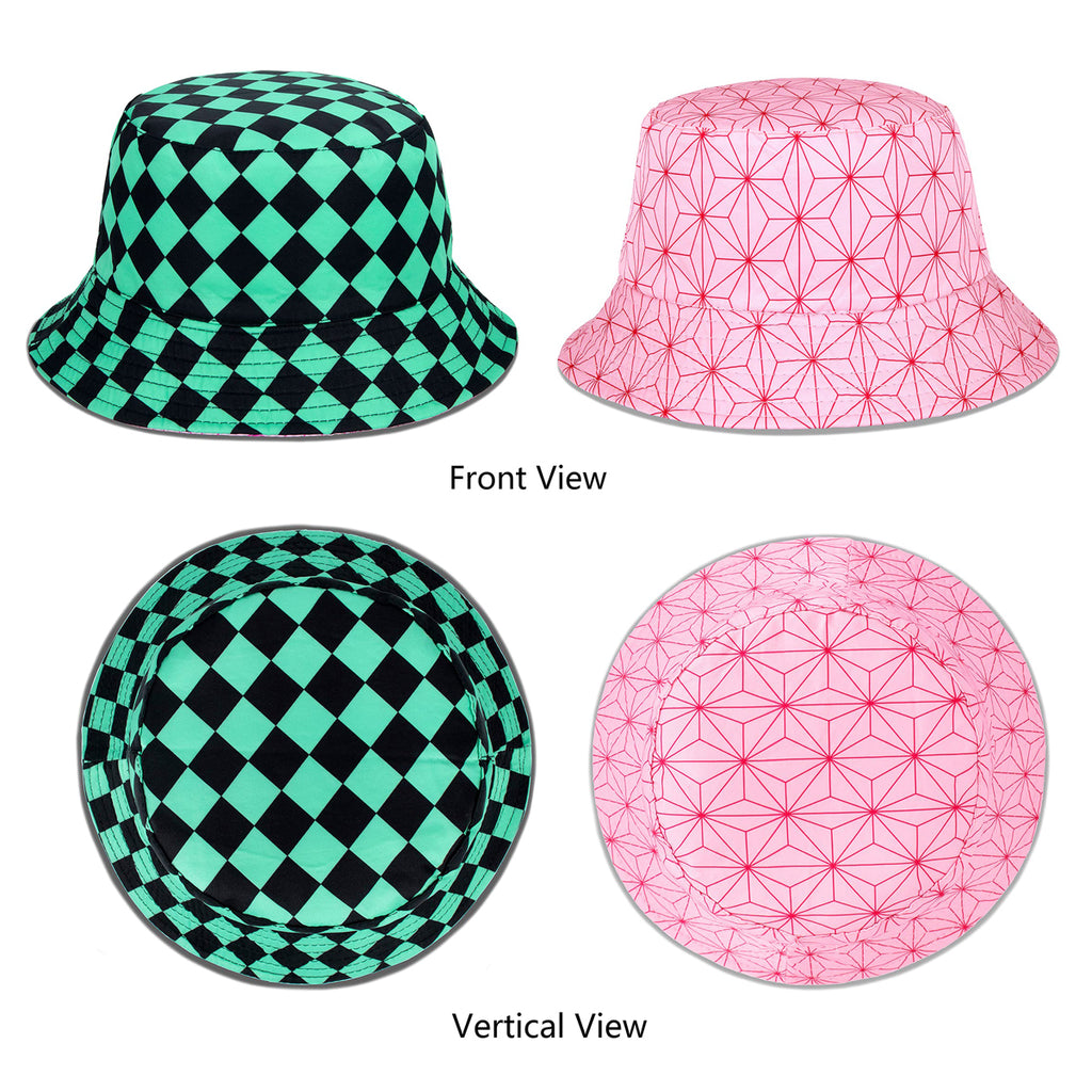 Teens Adult Tanjiro Nezuko Hat Reversible Double Side Wear Fishing Cap with All Over Print