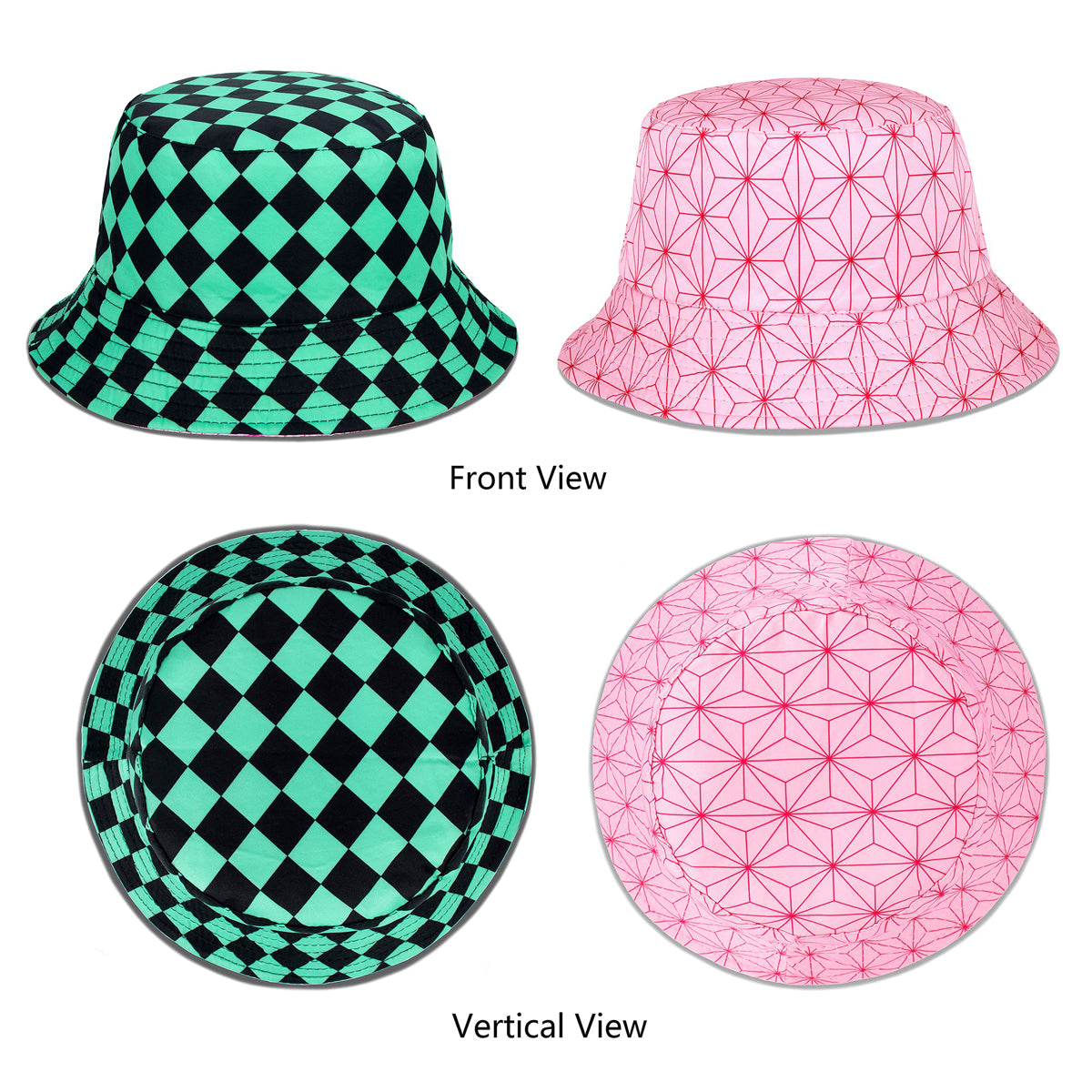 Teens Adult Tanjiro Nezuko Hat Reversible Double Side Wear Fishing Cap with All Over Print