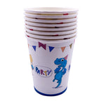 Dinosaur Birthday Party Tableware Set Disposable Dinner Dessert Plates Napkins Tablecloth and Cups