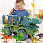 Kids Dinosaur Transport Car Carrier Truck with 3 Dino Toys Friction Powered Dinosaur Set for Boys Girls